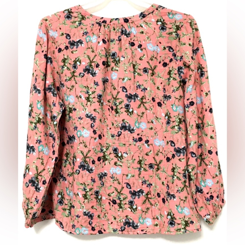 Style & Co Women's 3X Floral Salmon Split V-Neck Long Sleeve Pullover Blouse - Picture 2 of 9